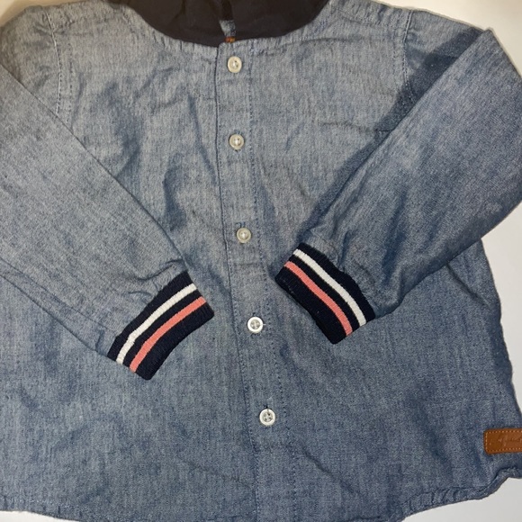 7 for all mankind lightweight denim shirt with hood stripe cuff 24 months - Picture 5 of 6